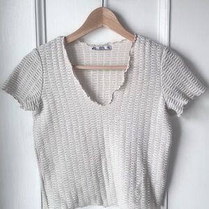 Zara Gold Glitter Short Sleeve Top